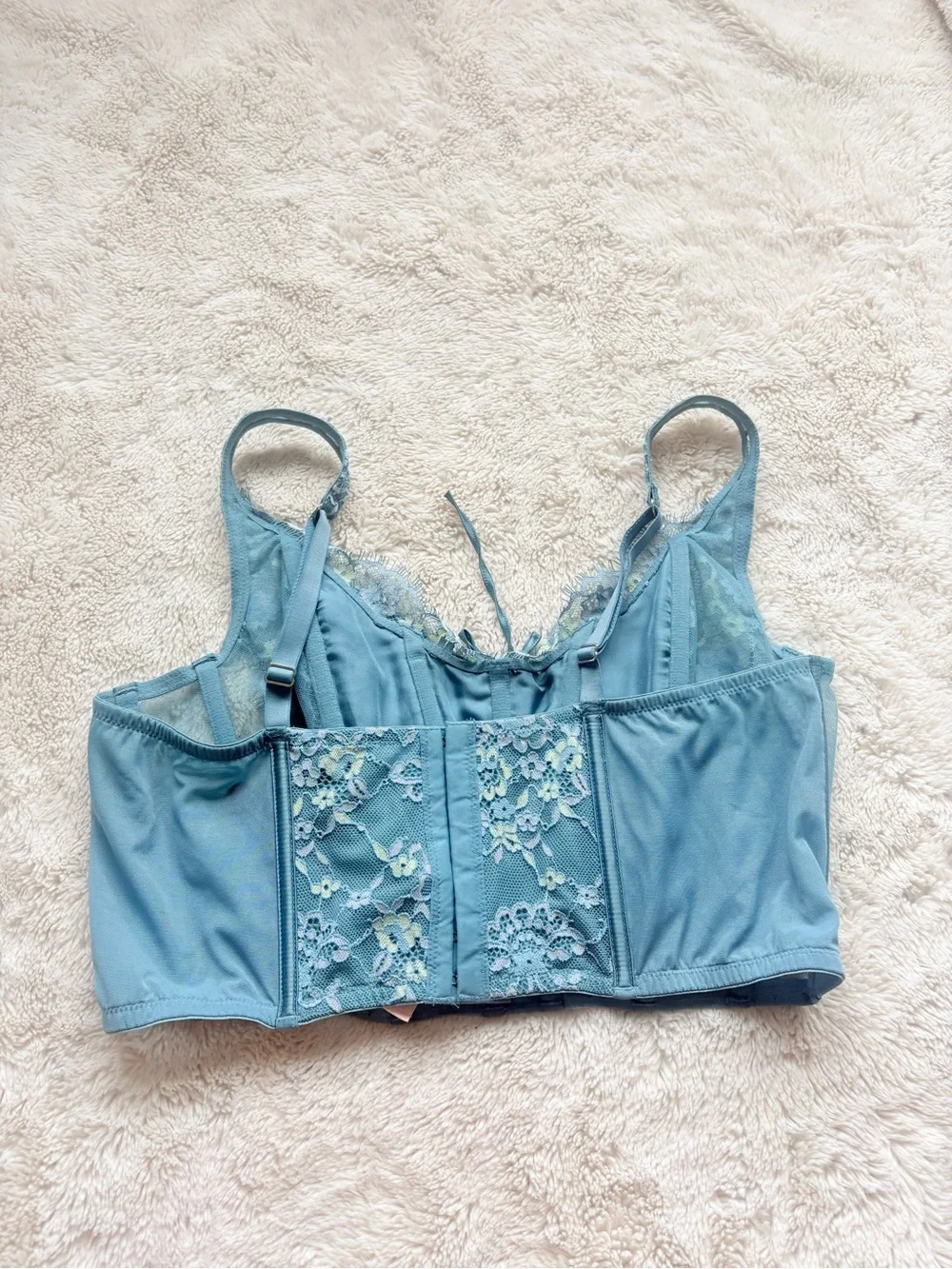 Victoria’s Secret Blue Lace Corset‑Style Bra Size Large Y2K Coquette Cottagecore - Picture 5 of 8